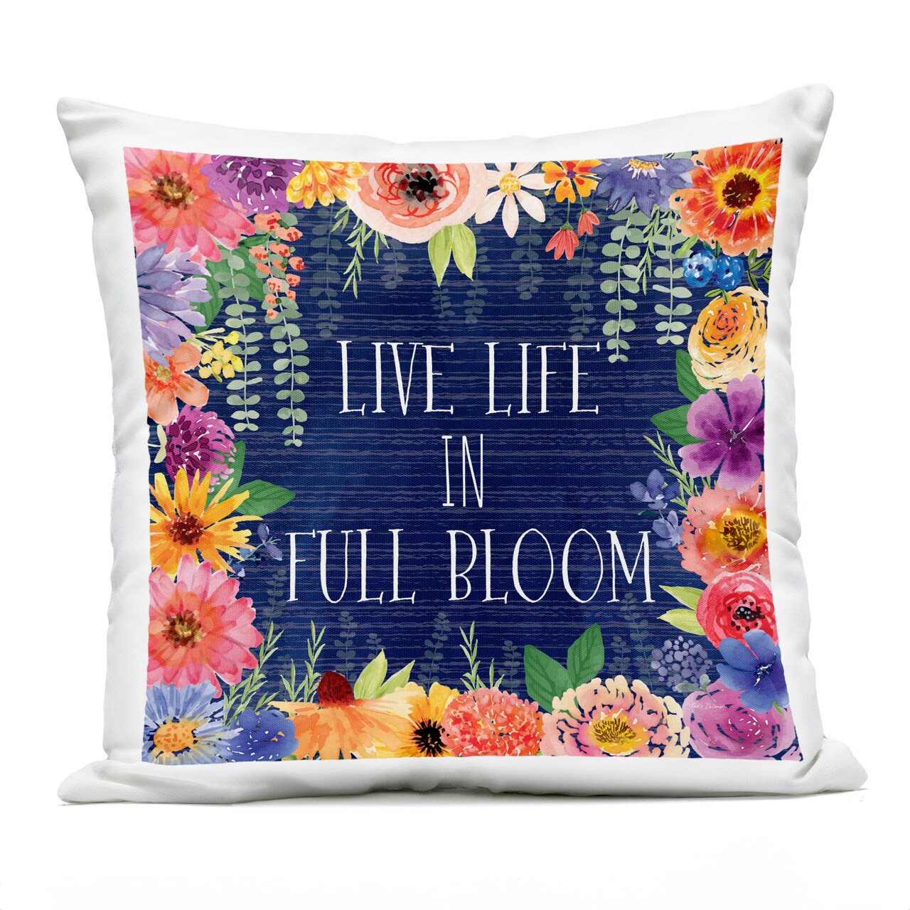 Stupell Industries Live Life in Full Bloom Outdoor Printed Pillow design by Nicole DeCamp, 18 x 7 x 18